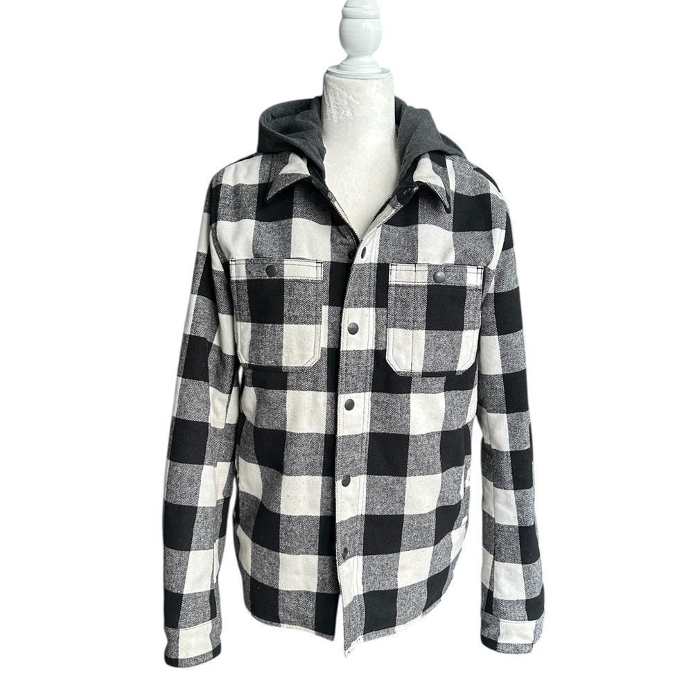 G.H. Bass & Co. Wool blend - Buffalo  plaid hooded shirt jacket - Small